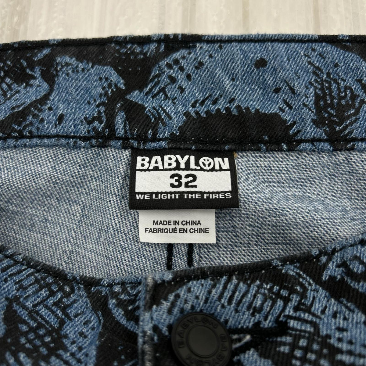デニムパンツ BABYLON 総スカル 青 32