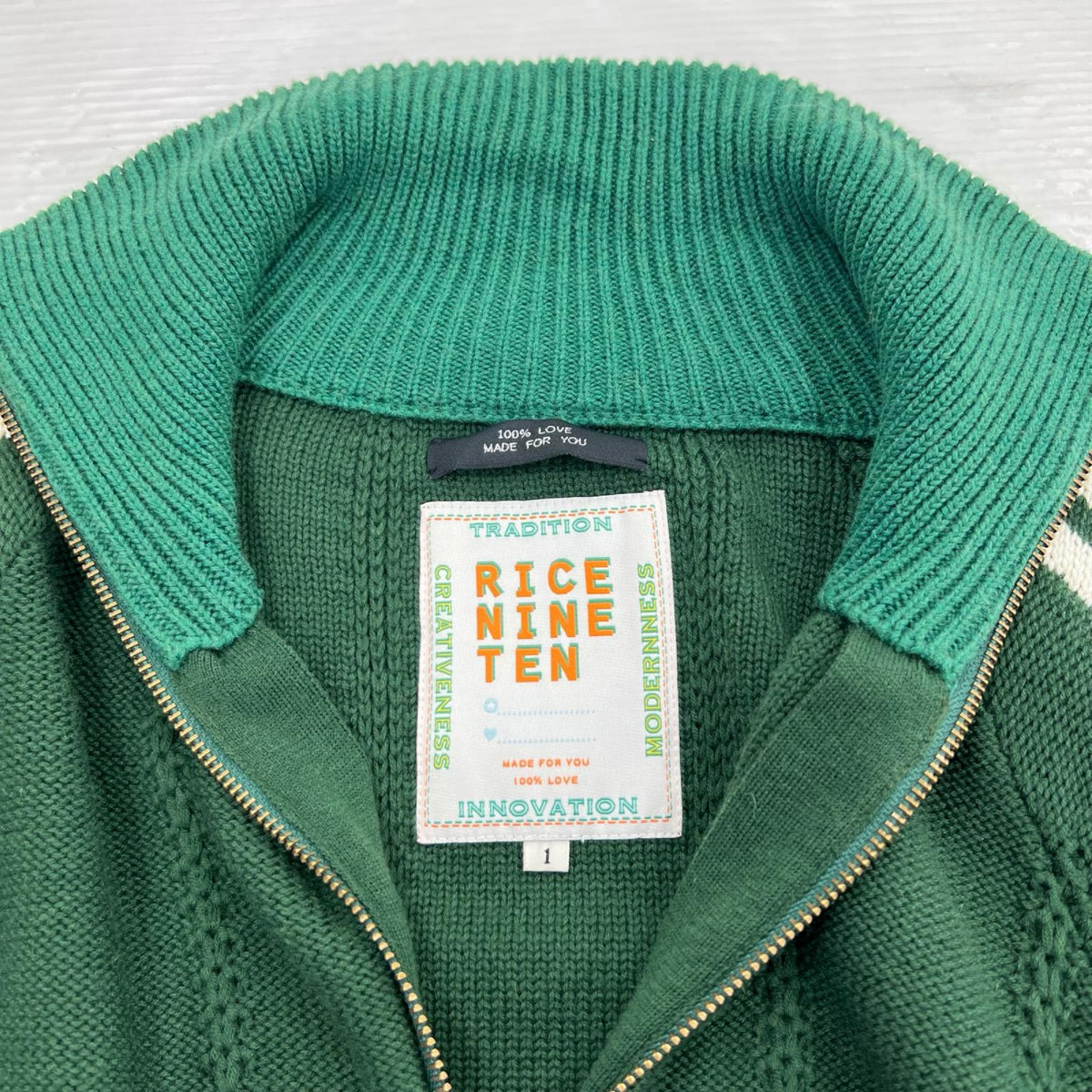 ジャケット RICE NINE TEN Knitting Track Jacket (1) 1 グリーン