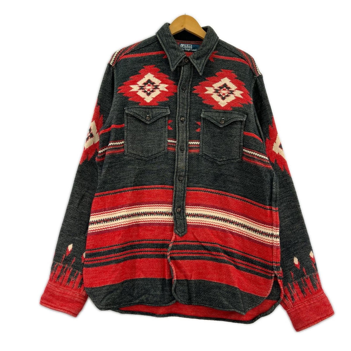 長袖シャツ 90S ネルシャツ (M) ネイティブ柄 M