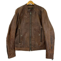 レザージャケット DIESEL 羊革 シングルライダースジャケット S 茶 S ブラウン