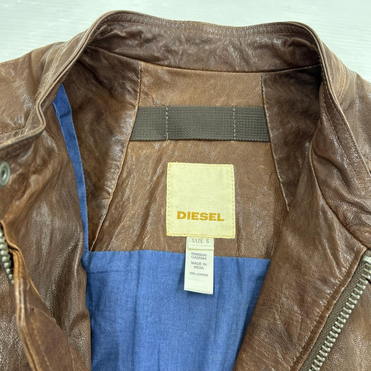 レザージャケット DIESEL 羊革 シングルライダースジャケット S 茶 S ブラウン