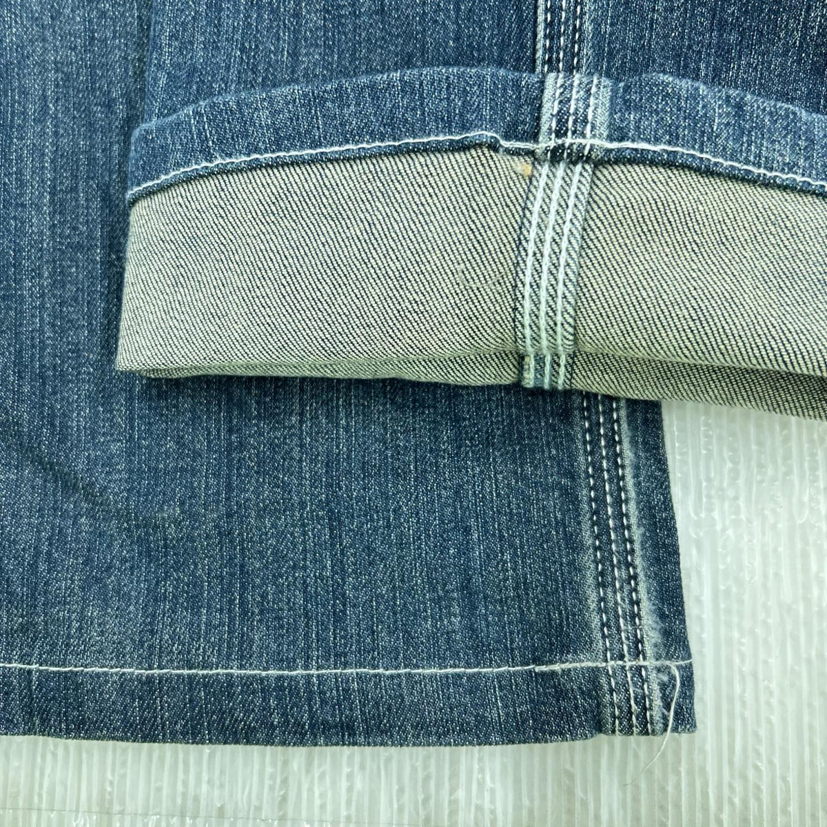 デニムパンツ スカル刺繍 34 ブルー