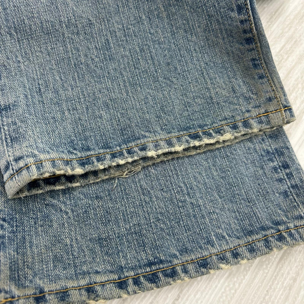 デニムパンツ リペア加工 デニム (XL) ブルー