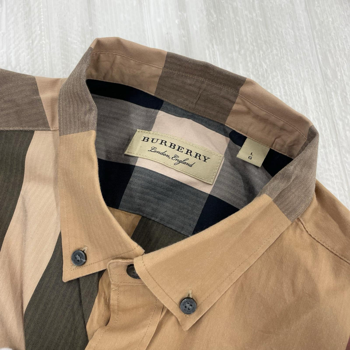 長袖シャツ nova チェックシャツ L BEG L ブラウン