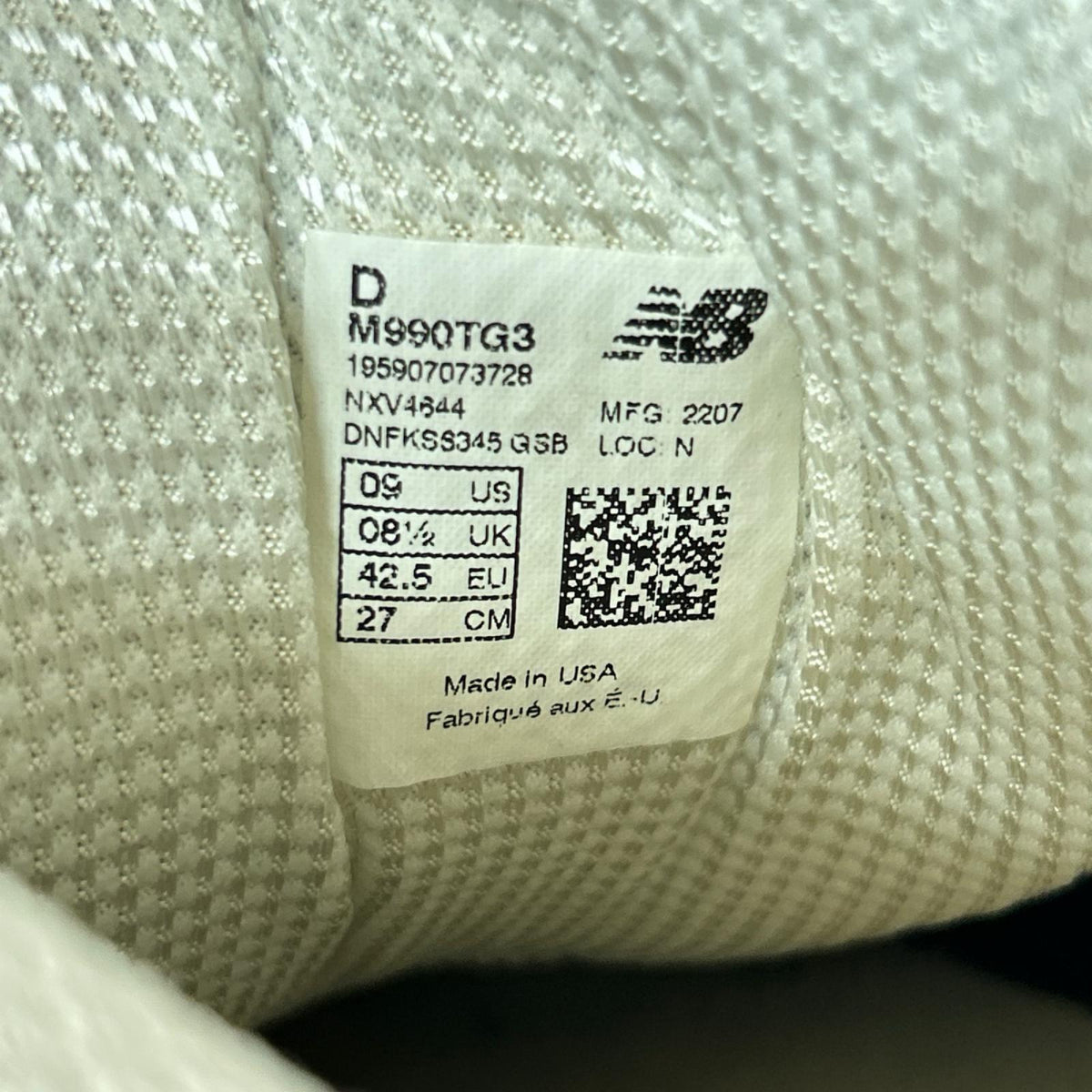 スニーカー M990TG3 27cm アメリカ製 27cm (US9 UK8 1/2 EU44) グレー