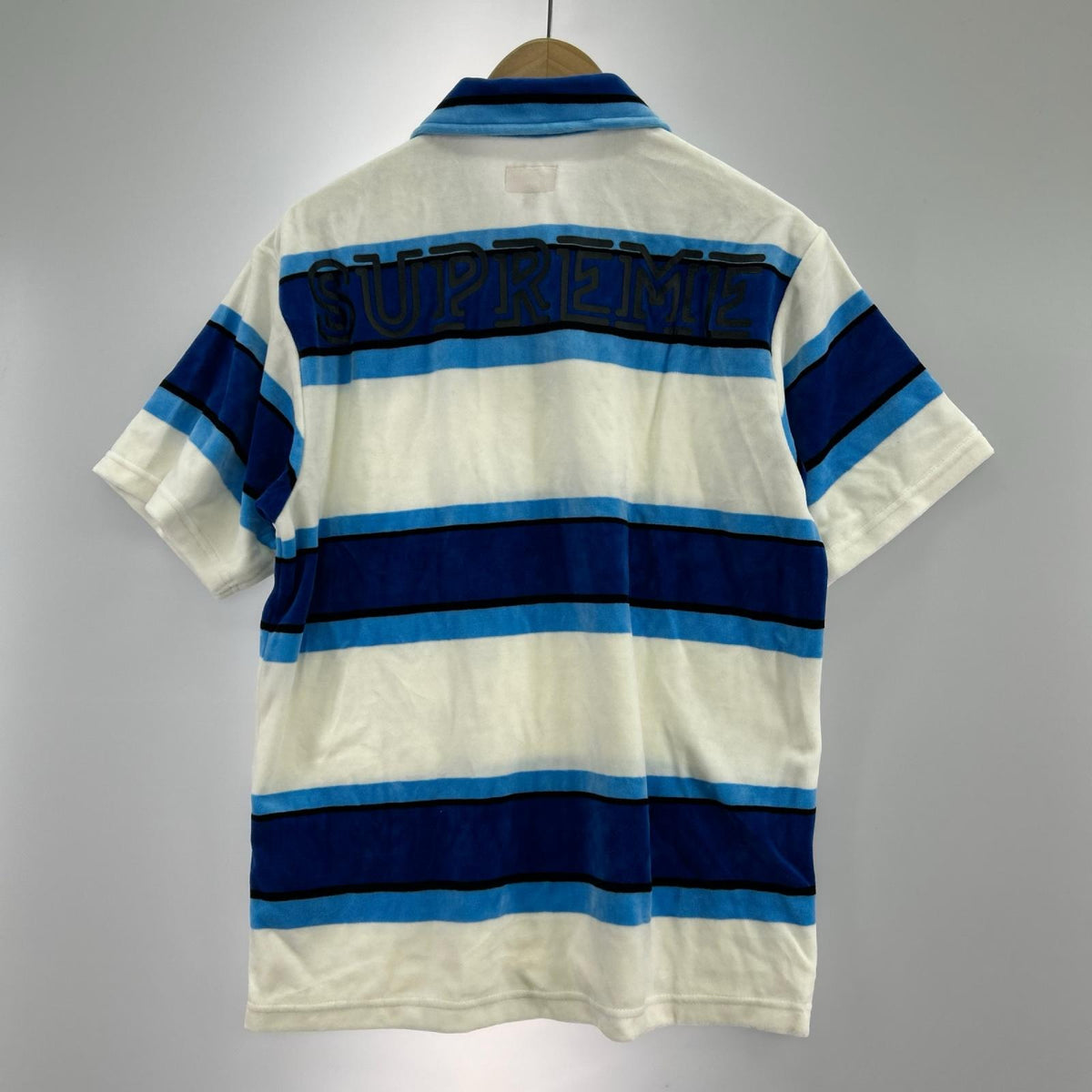 ポロシャツ ベロア S/S POLO ブルー SIZE:S S