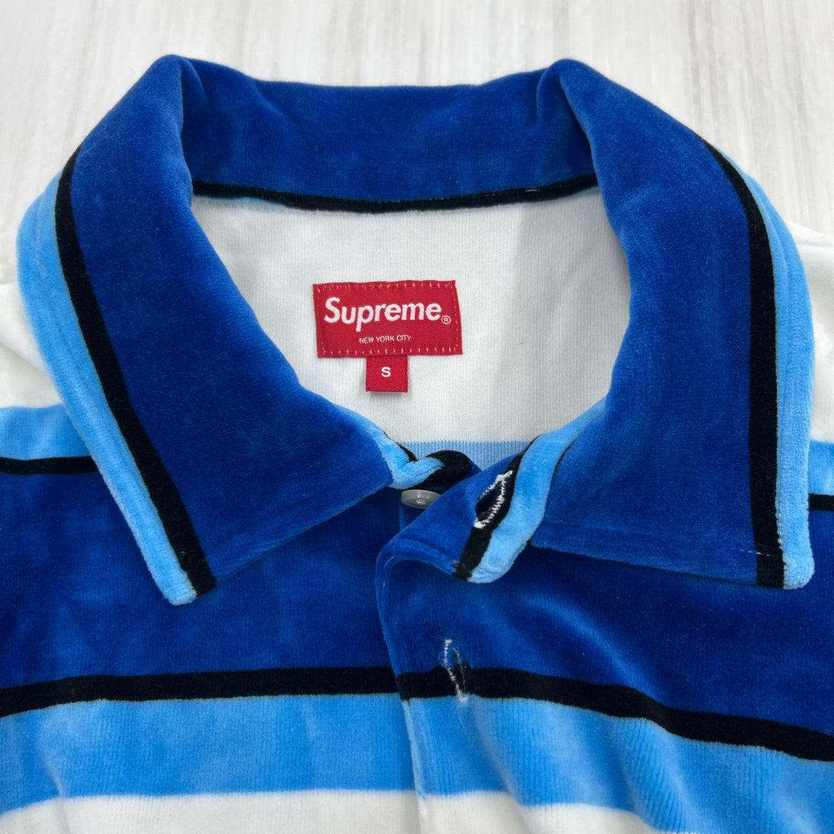 ポロシャツ ベロア S/S POLO ブルー SIZE:S S