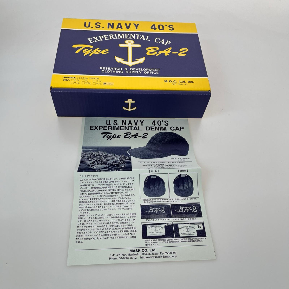 キャップ MASH CO. U.S.NAVY 40s BA-2 復刻 ネイビー