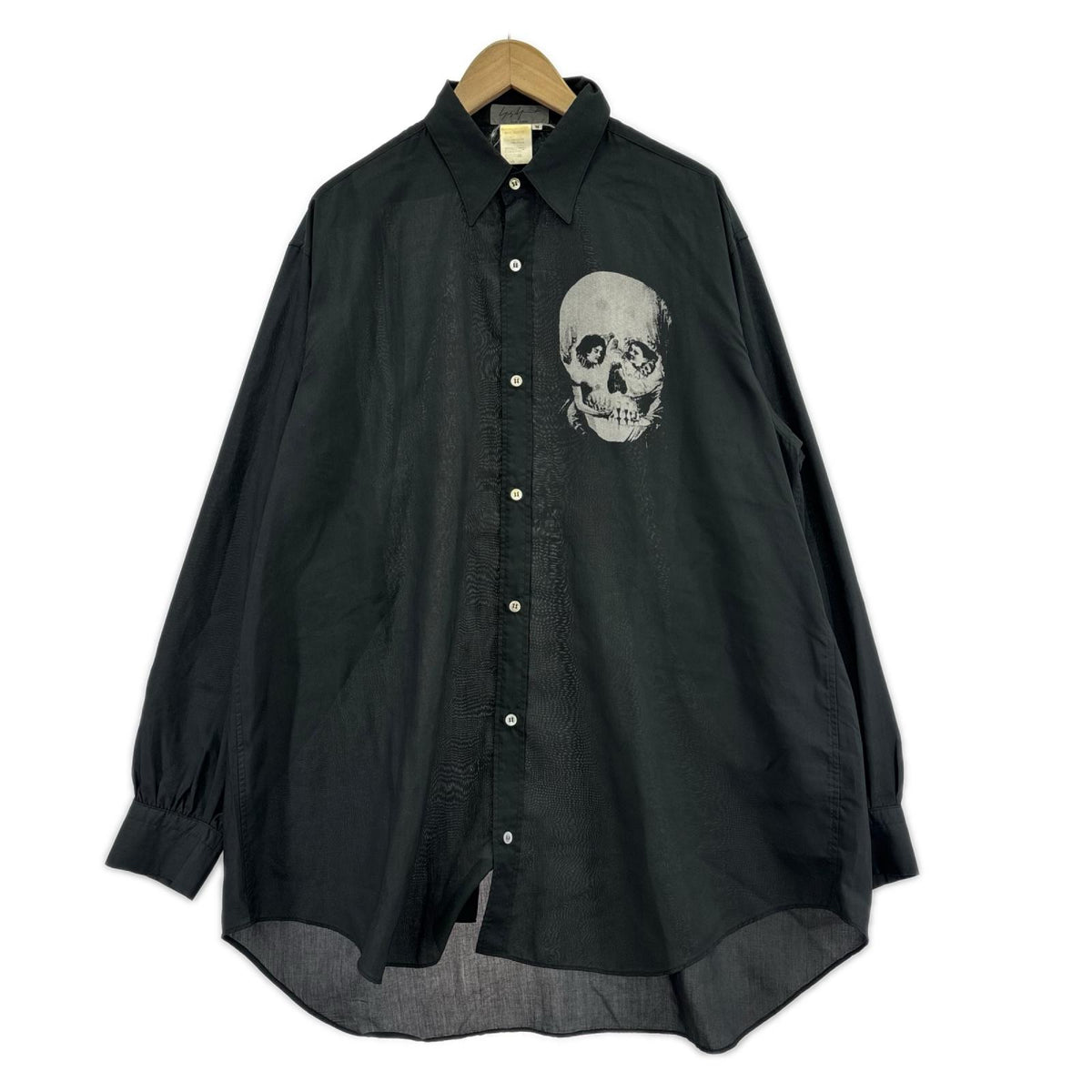 長袖シャツ Yohji Yamamoto POUR HOMME 94AW マリオネット期 スカルプリントシャツ M ブラック