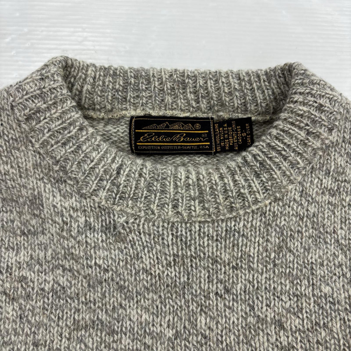 ニット 80-90s 黒タグ ウール混セーター USA製 GRY (S) S ベージュ
