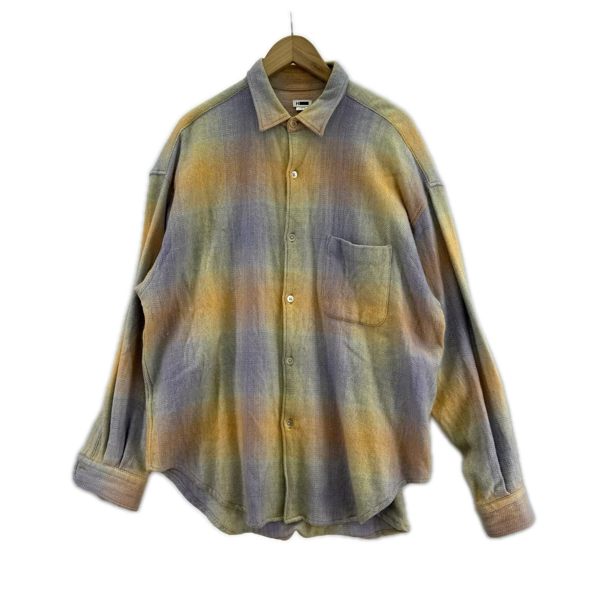 長袖シャツ H BEAUTY&YOUTH CASHMERE COTTON CHECK WIDE SHIRT L マルチカラー