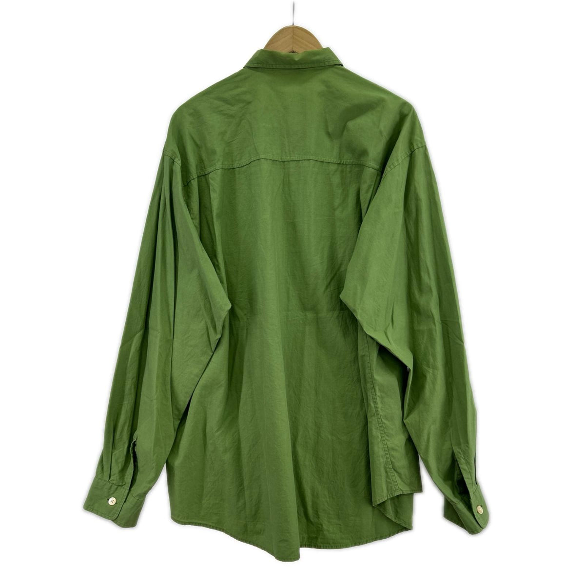 長袖シャツ AURALEE WASHED FINX TWILL BIG SHIRT グリーン