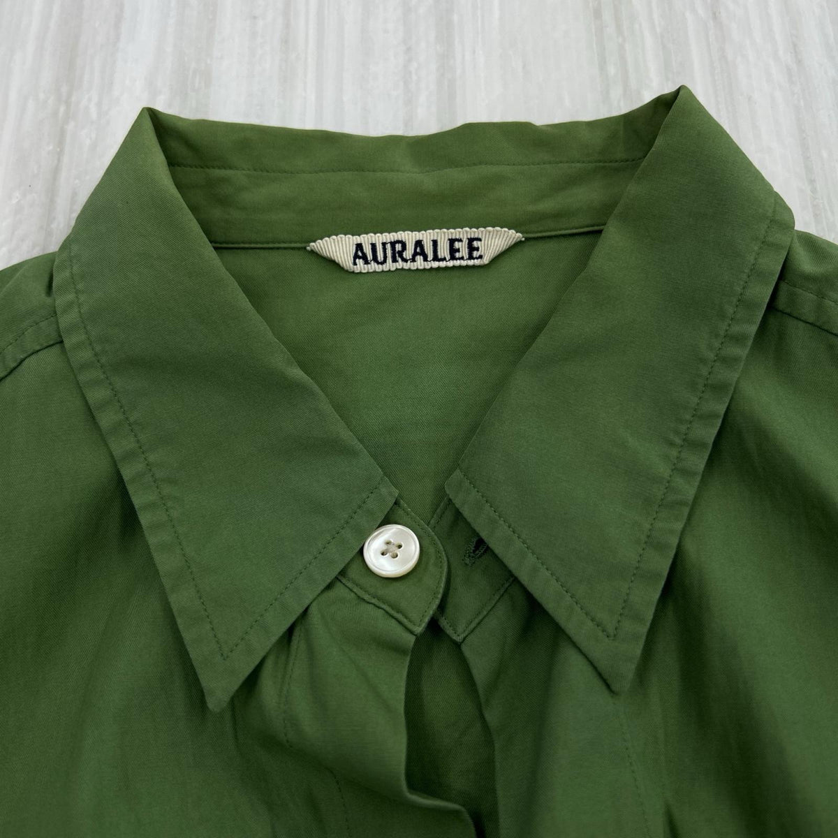 長袖シャツ AURALEE WASHED FINX TWILL BIG SHIRT グリーン