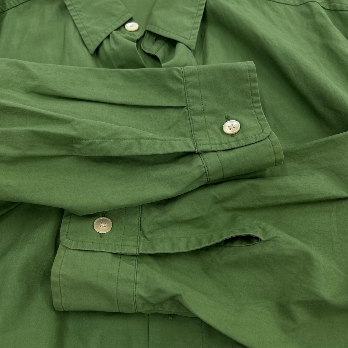 長袖シャツ AURALEE WASHED FINX TWILL BIG SHIRT グリーン