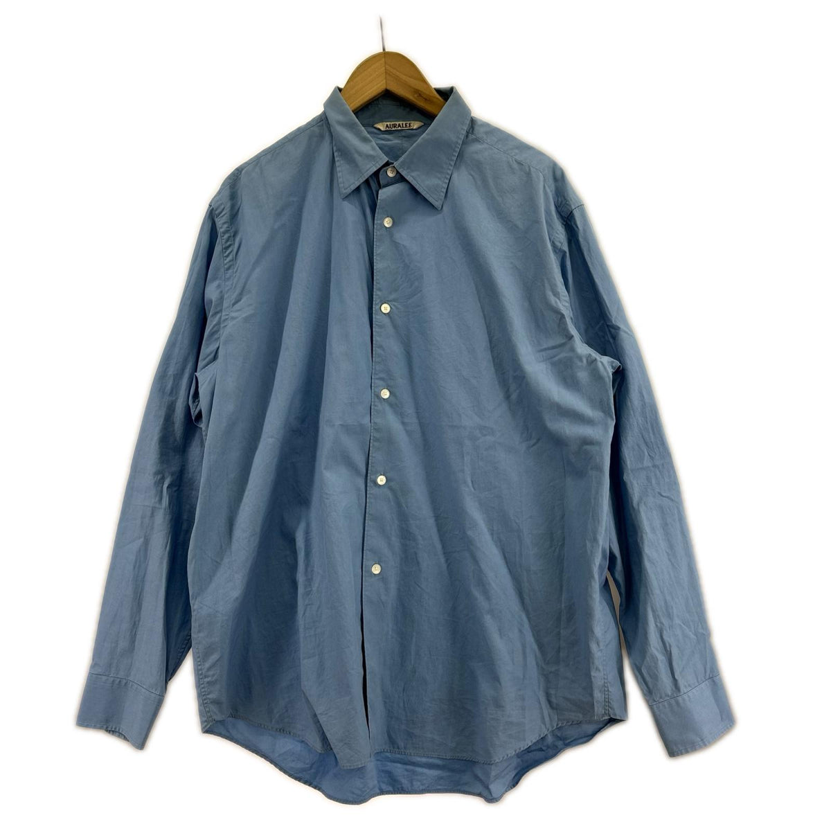 長袖シャツ AURALEE WASHED FINX TWILL SHIRT ブルー