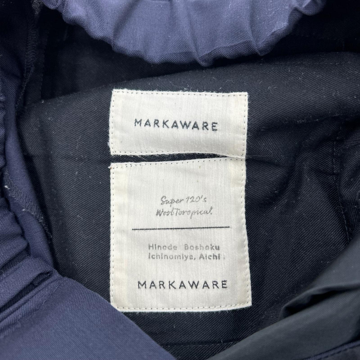 パンツ markaware DOUBLE PLEATED CLASSIC WIDE TROUSERS 2 ネイビー