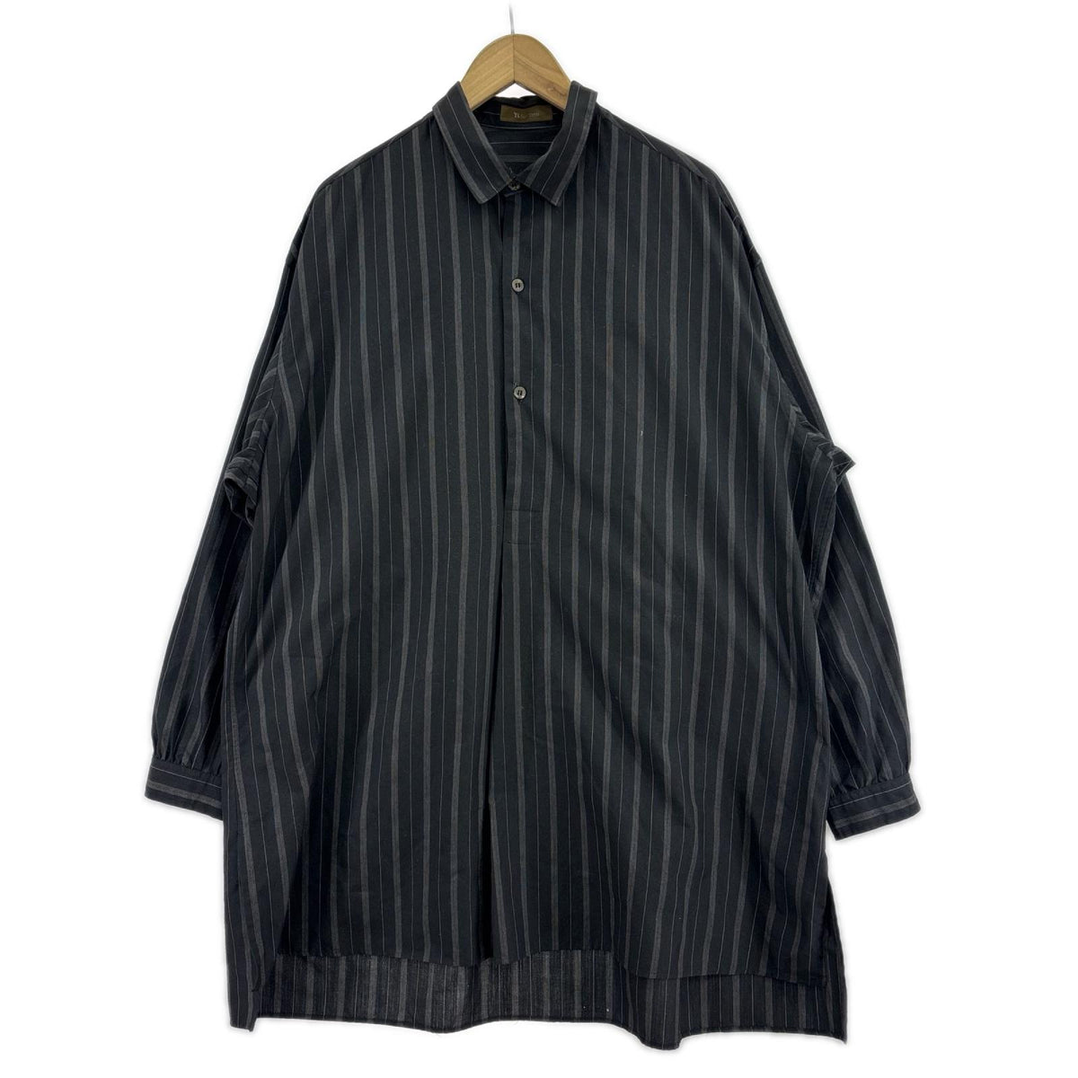 長袖シャツ Y’s for men 90s頃 金タグ ストライプPOシャツ ブラック ブラック