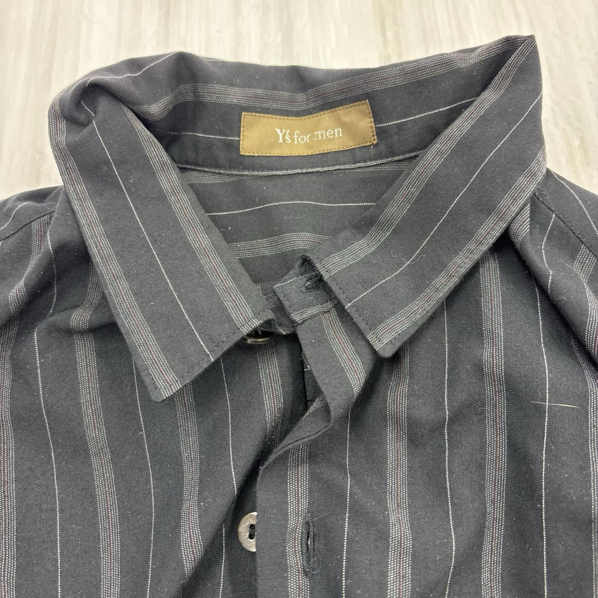 長袖シャツ Y’s for men 90s頃 金タグ ストライプPOシャツ ブラック ブラック
