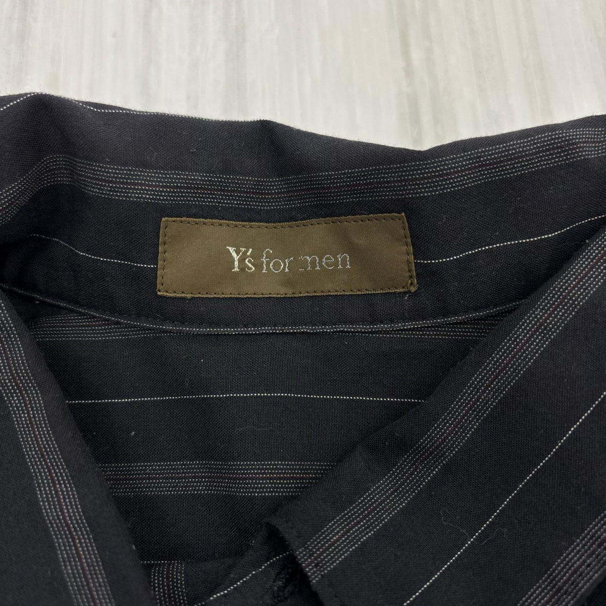 長袖シャツ Y’s for men 90s頃 金タグ ストライプPOシャツ ブラック ブラック