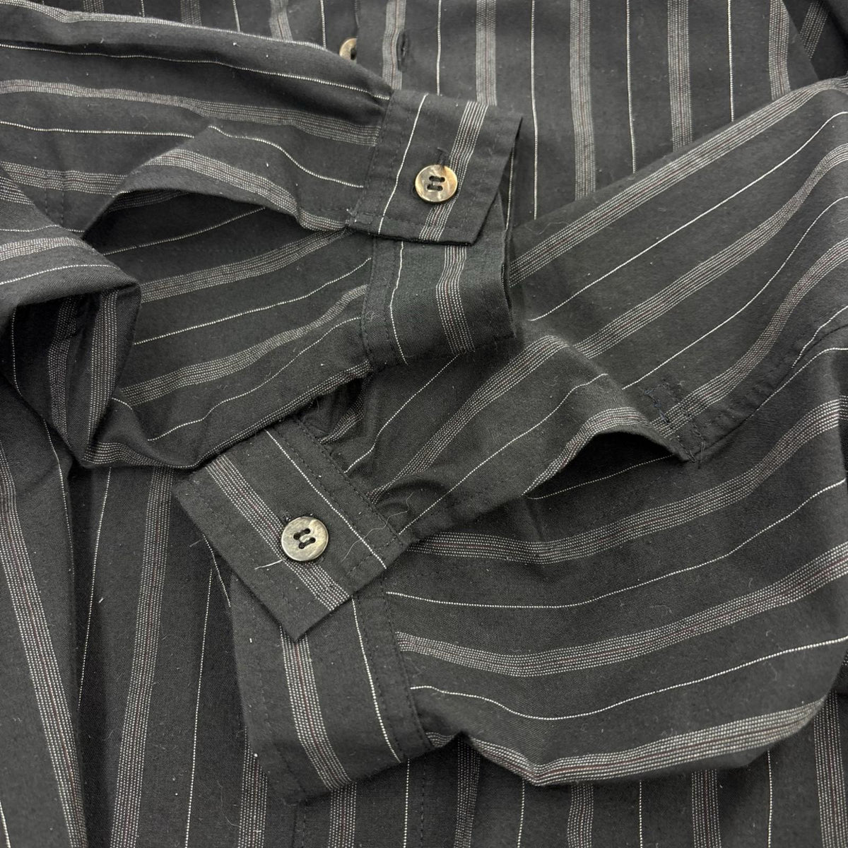 長袖シャツ Y’s for men 90s頃 金タグ ストライプPOシャツ ブラック ブラック