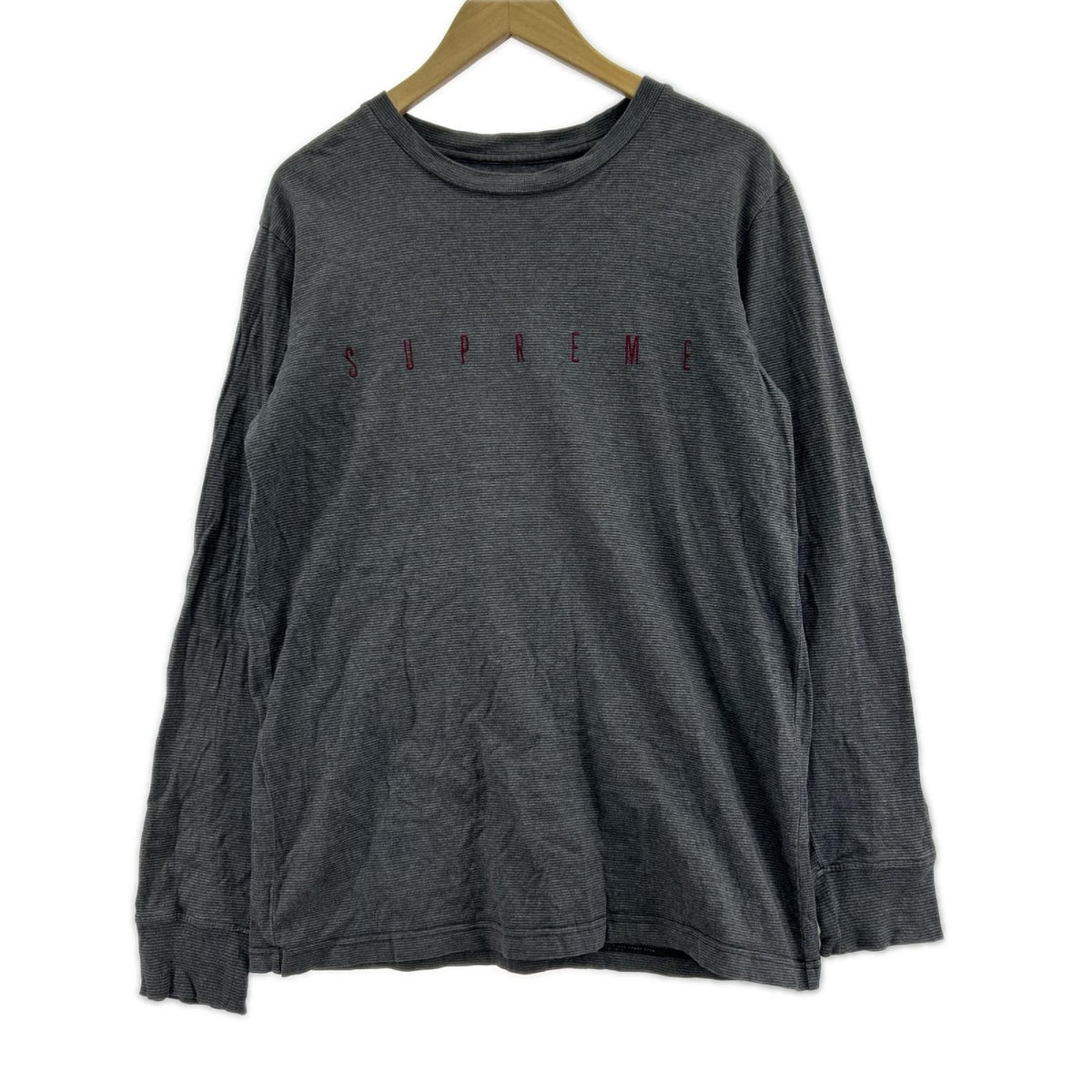 長袖Tシャツ L/S ボーダー チャコール SIZE:M M グレー