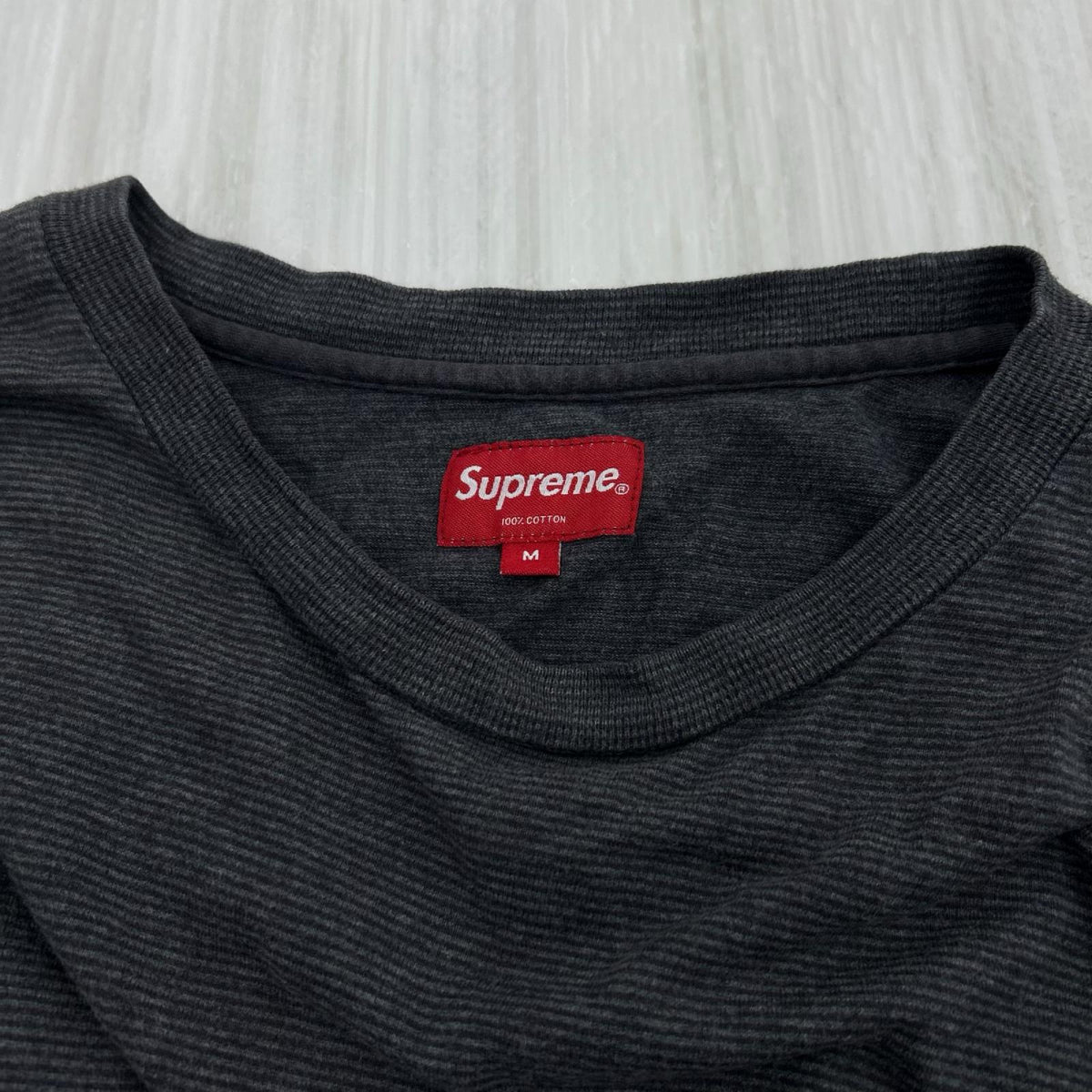 長袖Tシャツ L/S ボーダー チャコール SIZE:M M グレー