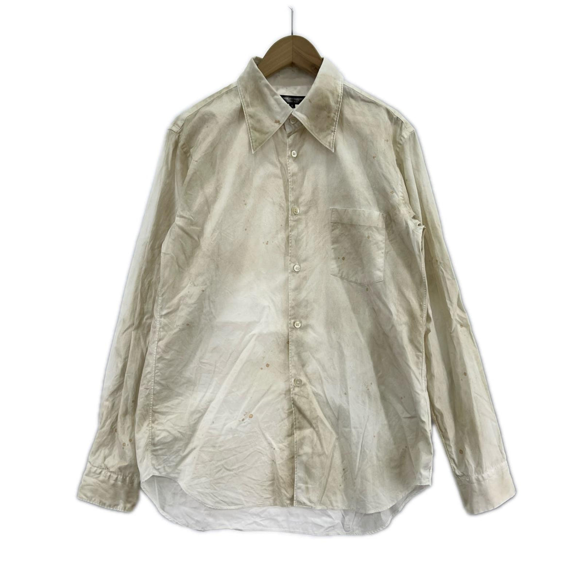 長袖シャツ homme plus ハッチング期 シェルボタン S ホワイト
