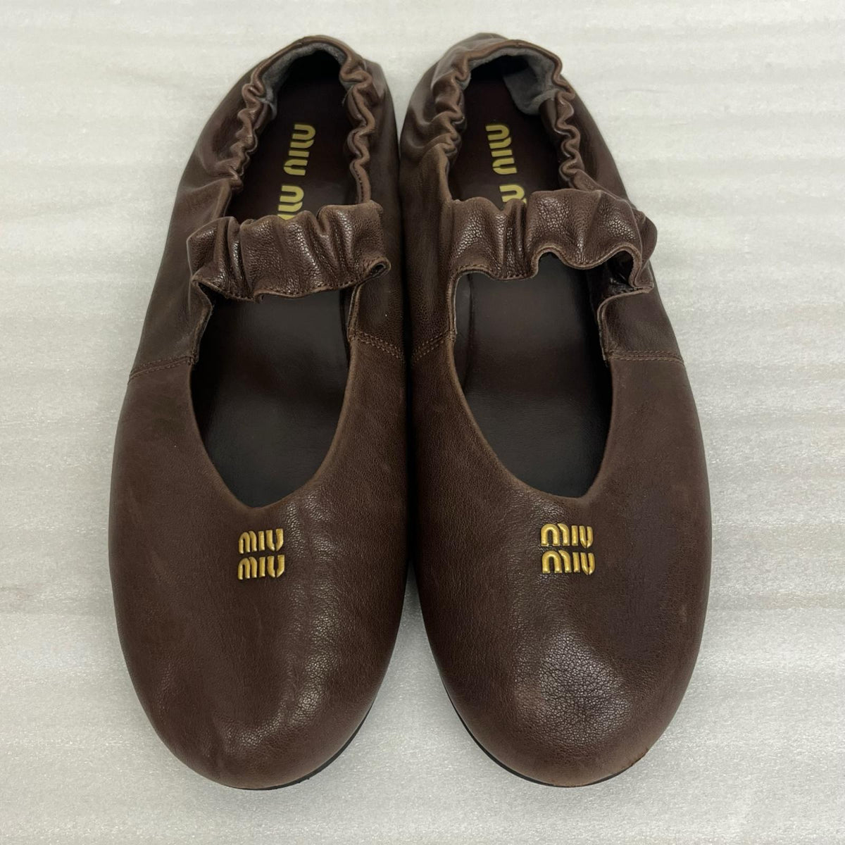 MIUMIU/ルーシュ/ナッパレザー/バレリーナ/サイズ40/5F340E 40