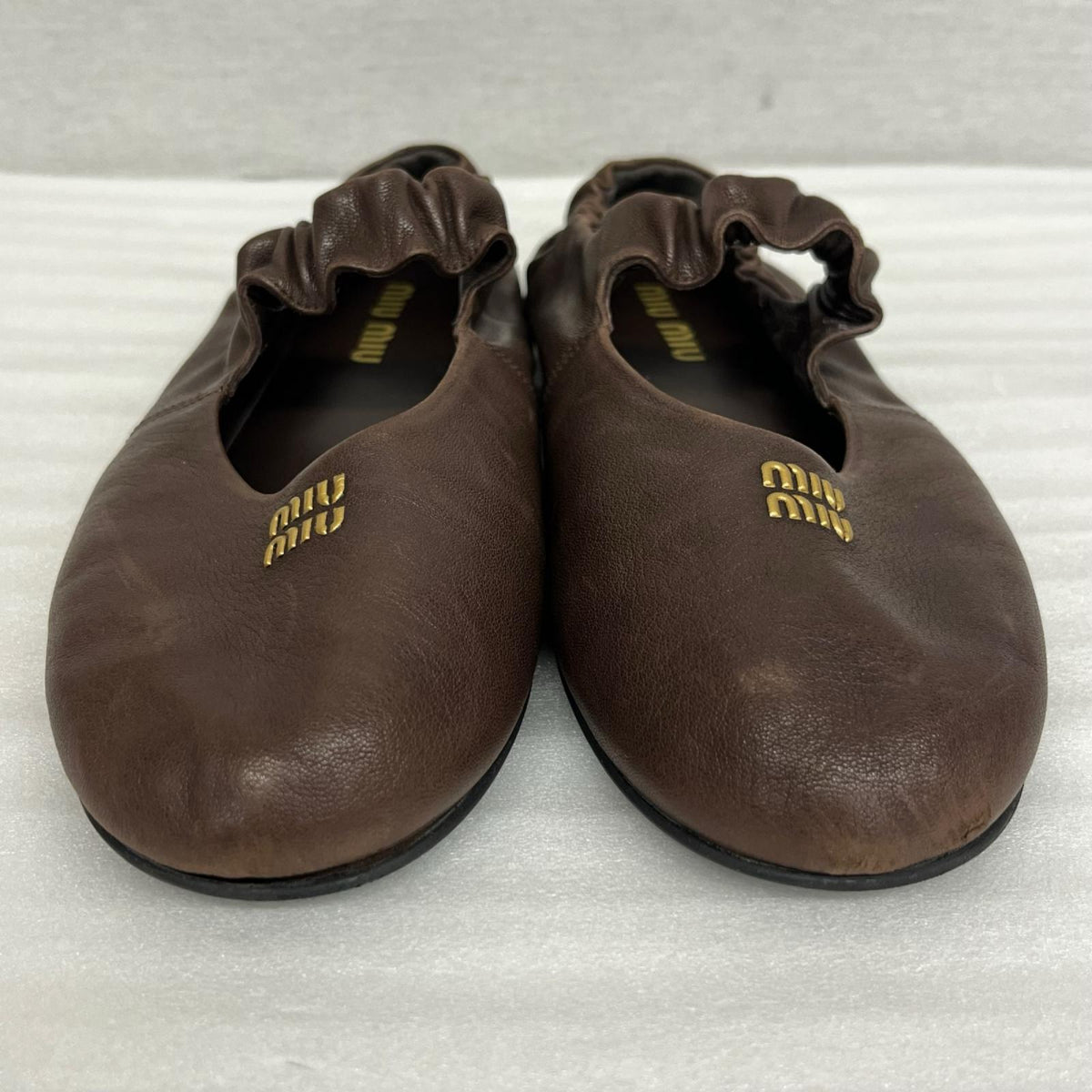 MIUMIU/ルーシュ/ナッパレザー/バレリーナ/サイズ40/5F340E 40