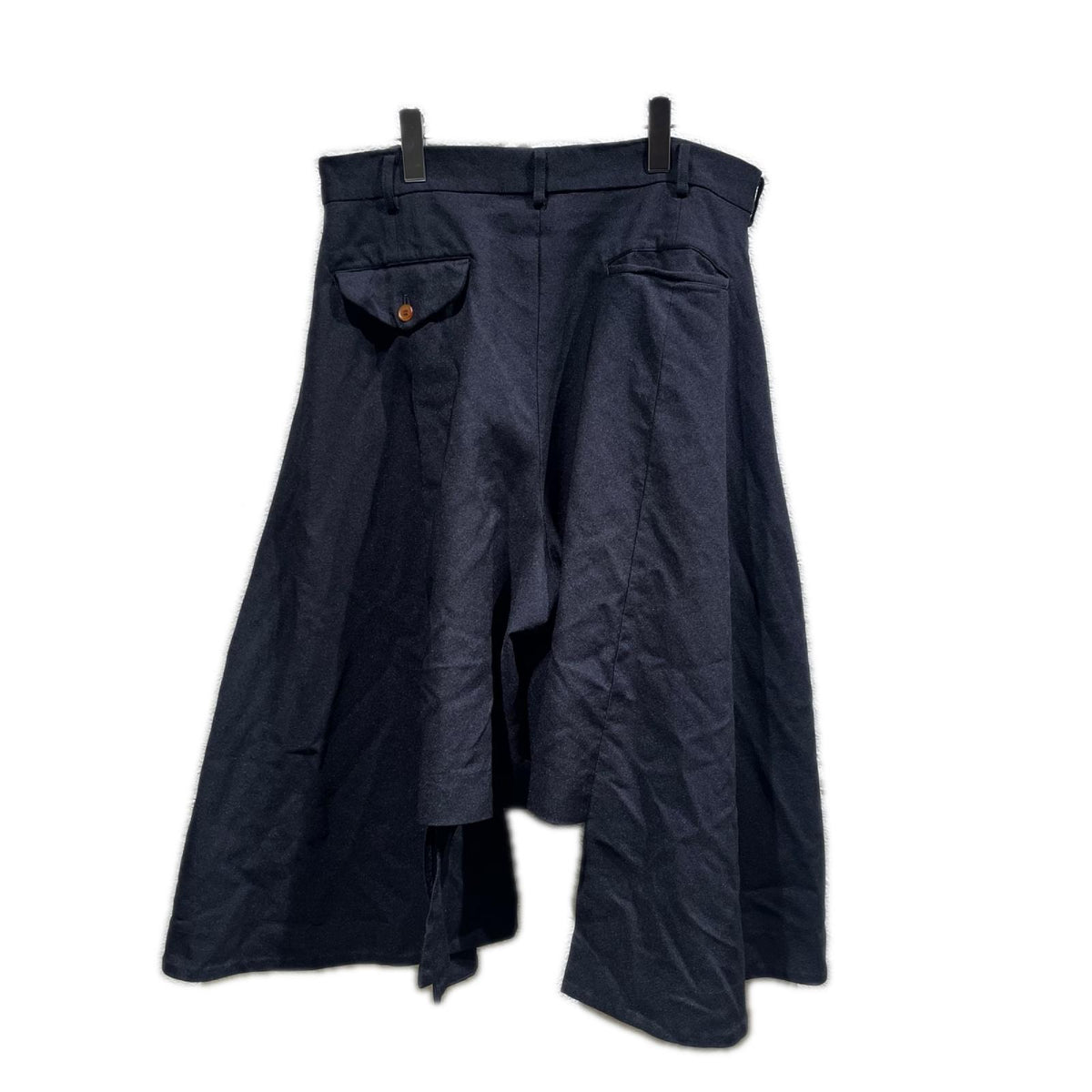 パンツ 24SS HOMME PLUS ポリ縮絨変形ハーフパンツ M ブラック
