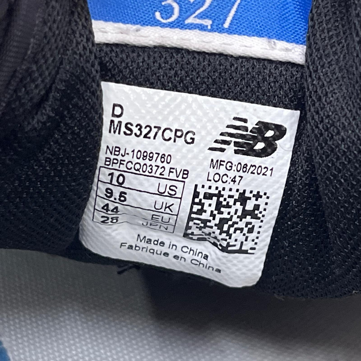 スニーカー NEW BALANCE MS327 スニーカー 28.0cm MS327CPG 黒 28cm (US10 UK9 1/2 EU46) ブラック