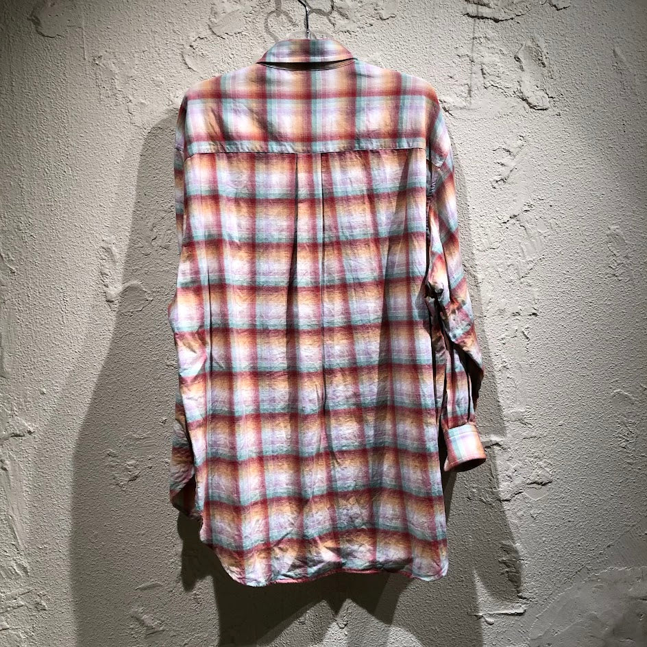 長袖シャツ 24AW Destroy Damage Ombre Check Shirt