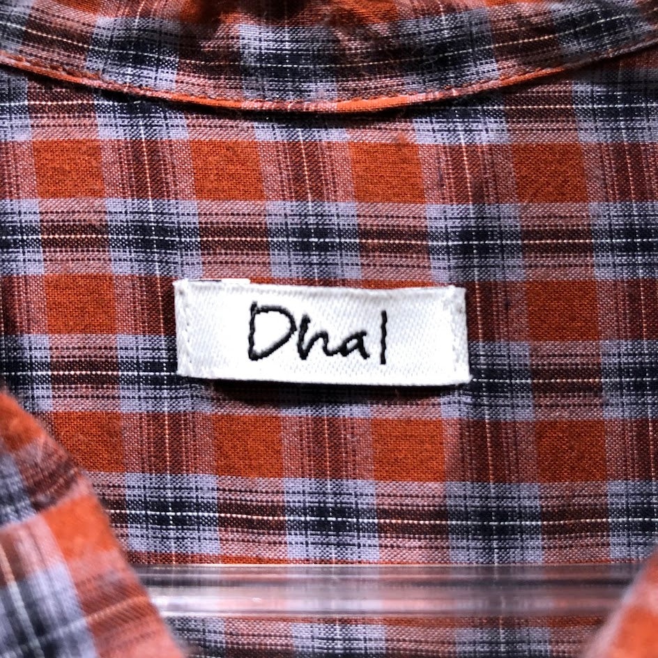 長袖シャツ dhal フロントフリルチェックシャツ