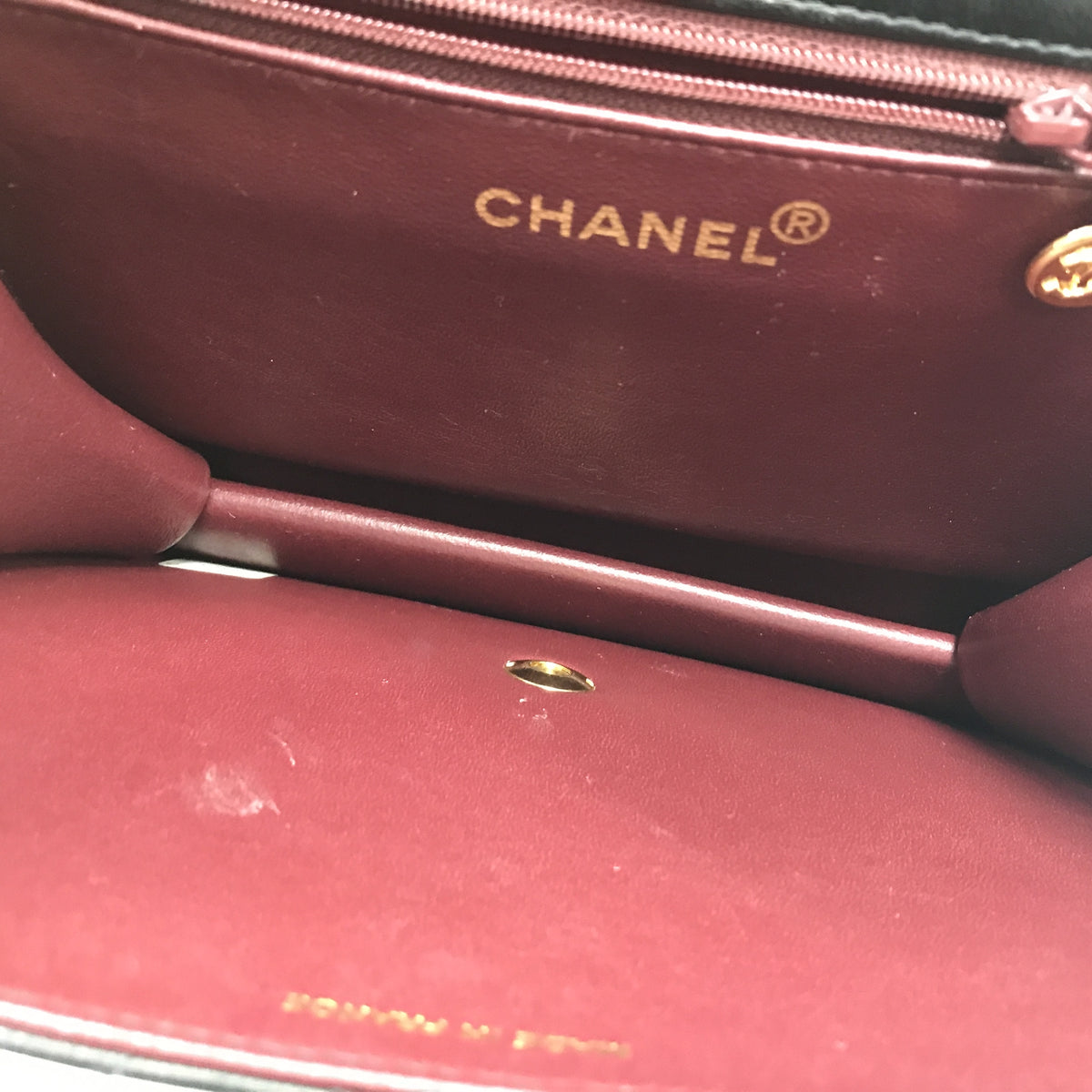 CHANEL ラムスキン マトラッセ チェーンショルダーバッグ ブラック