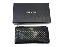 PRADA 編み込みレザー L字ファスナー 長財布 1M1183