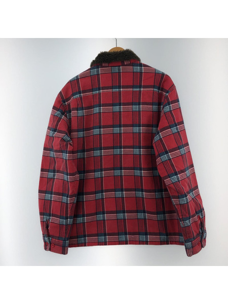 Supreme/21AW/faux fur collar flannel shirt/M/赤