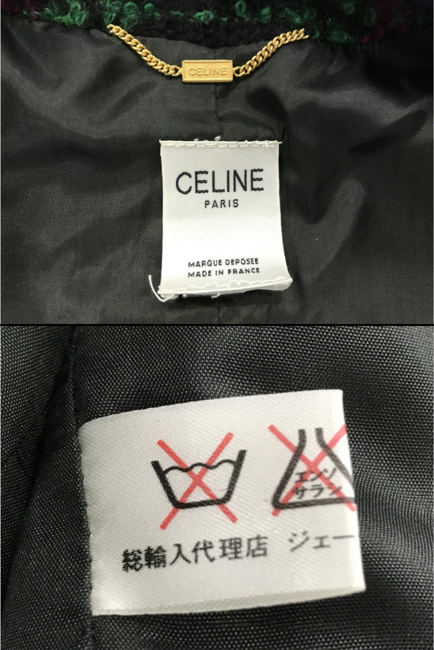 CELINE 金ボタン　チェックジャケット