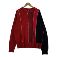 その他トップス STUSSY 22AW ﾊﾟｯﾁﾜｰｸﾆｯﾄ ﾚｯﾄﾞ M M