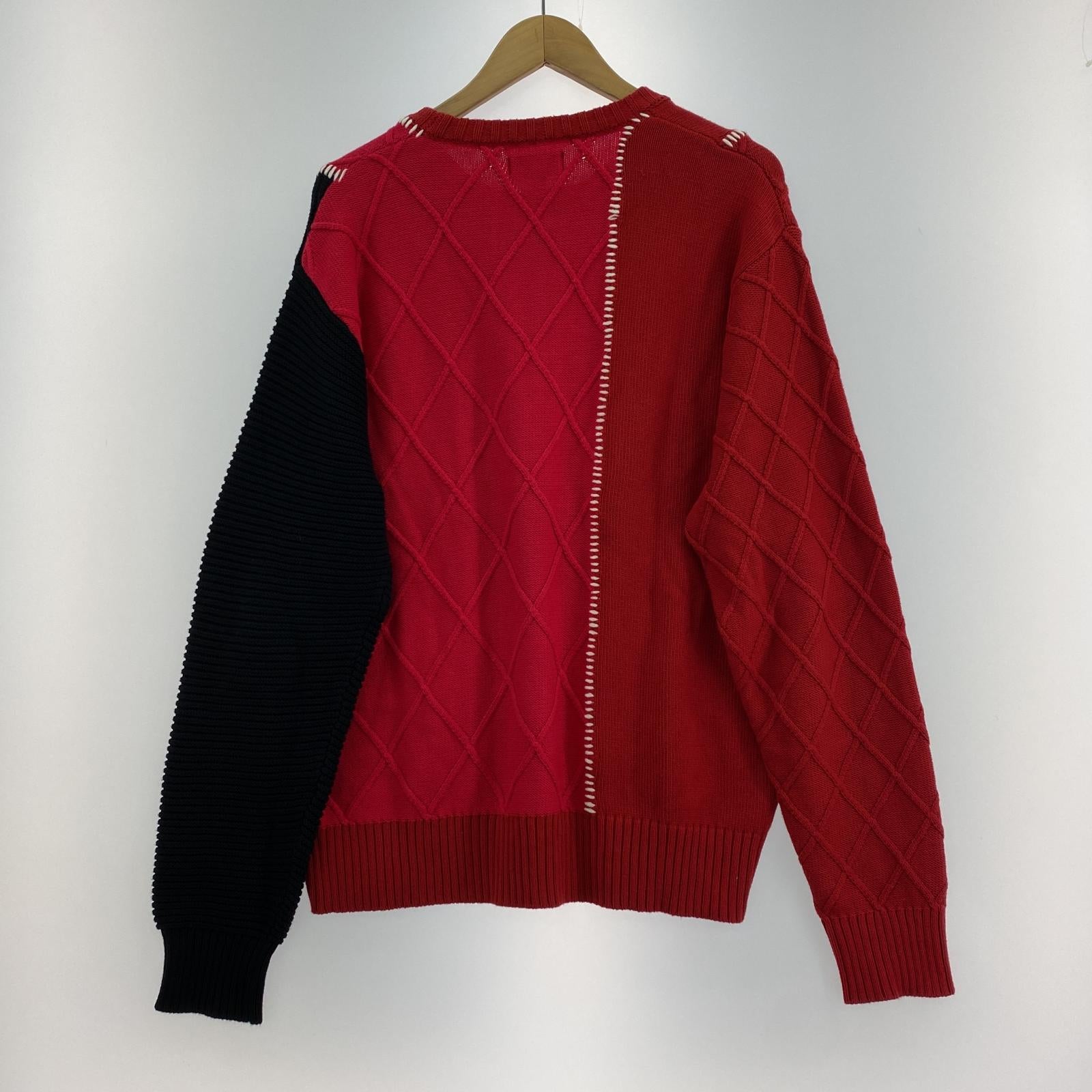 その他トップス STUSSY 22AW ﾊﾟｯﾁﾜｰｸﾆｯﾄ ﾚｯﾄﾞ M M