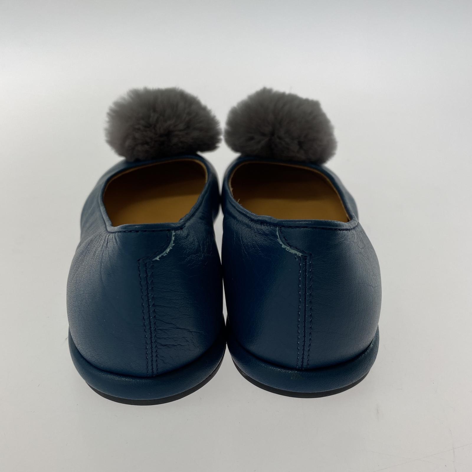 その他靴 UNDERCOVER 13AW ANATOMICOUTURE期 ラビットファー付牛革パンプス XXS ネイビー