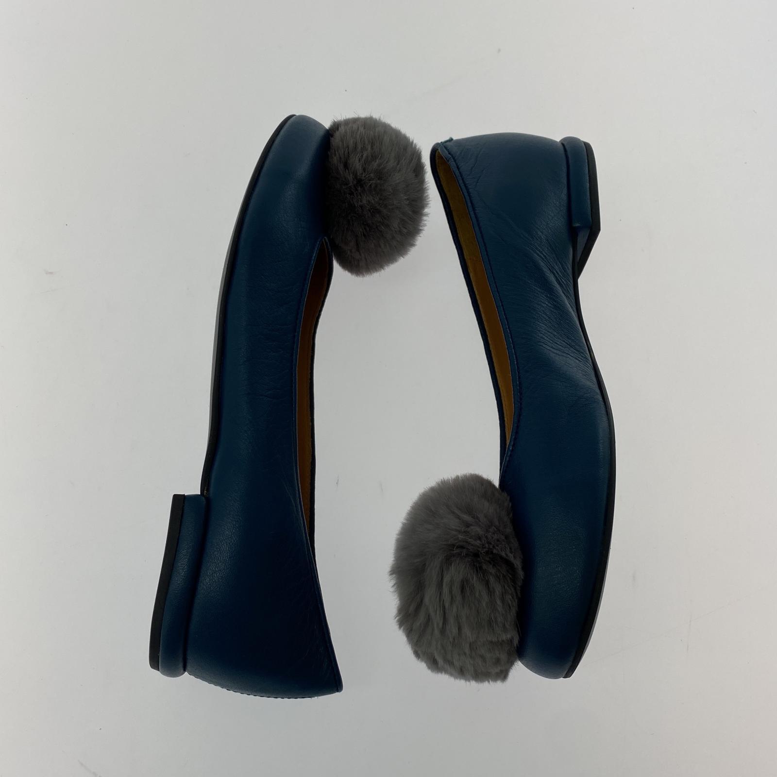 その他靴 UNDERCOVER 13AW ANATOMICOUTURE期 ラビットファー付牛革パンプス XXS ネイビー