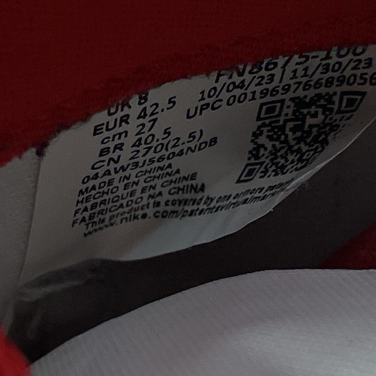 スニーカー NIKE Jordan Air Ship SP University Red FN8675-100 (27) 27cm (US9 UK8 1/2 EU44) ホワイト