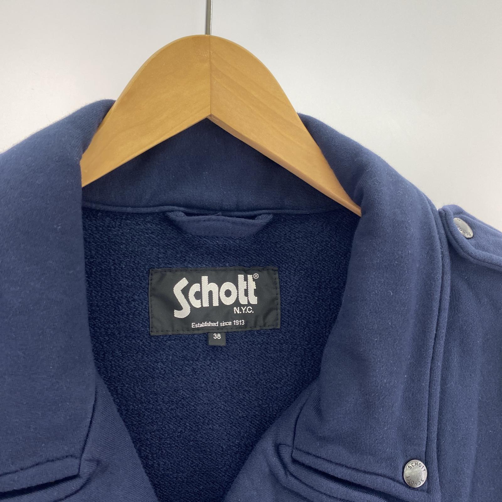 その他アウター schott スウェット ライダースベスト 38 ネイビー