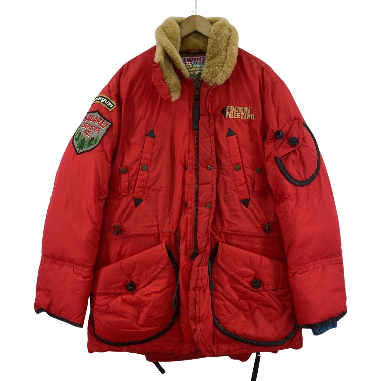 その他アウター DSQUARED2 06AW 胸刺繍 N-3B型 襟ボアダウンジャケット 48 赤 48 レッド