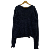その他トップス 3D soft texture decorative const SILKY DAMAGE KNIT L L ブルー
