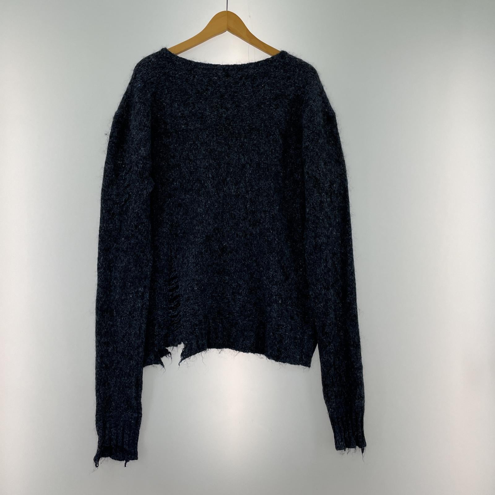 その他トップス 3D soft texture decorative const SILKY DAMAGE KNIT L L ブルー