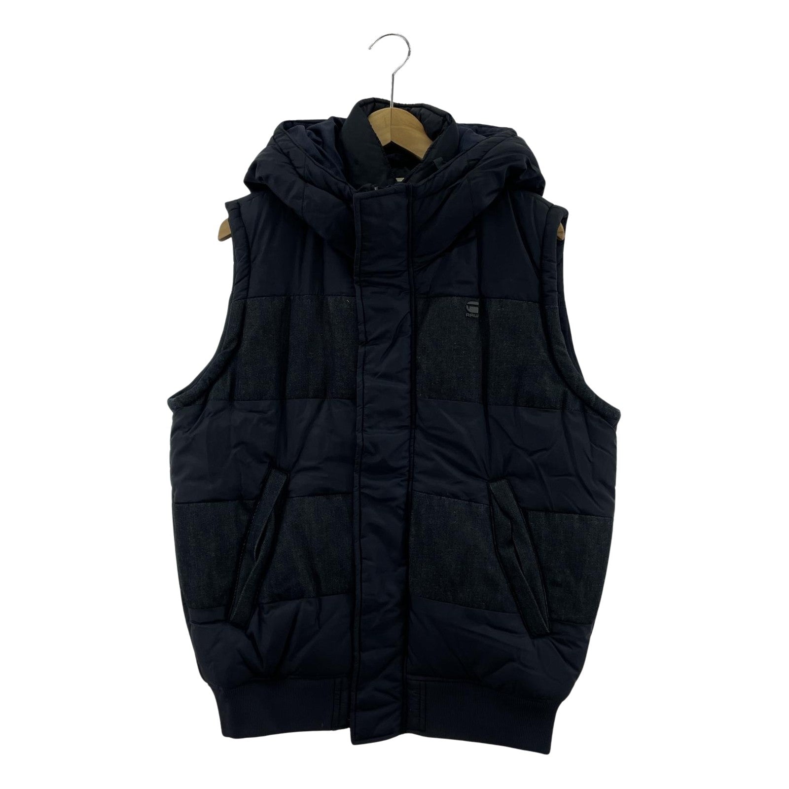 その他アウター G-STAR RAW フード付き ダウンベスト 紺 L ネイビー