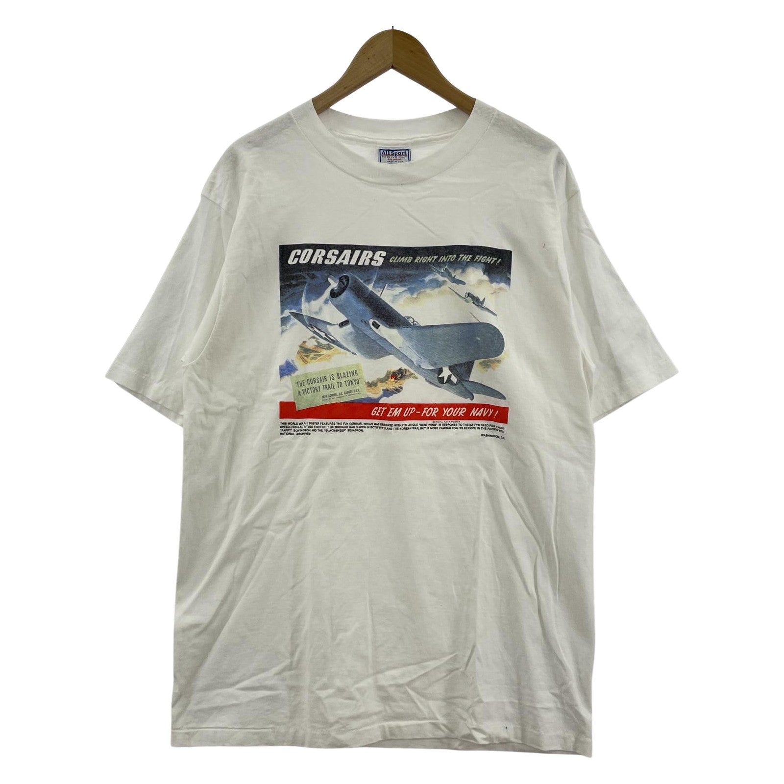 その他トップス 90s all sport print tee 白 L L ホワイト