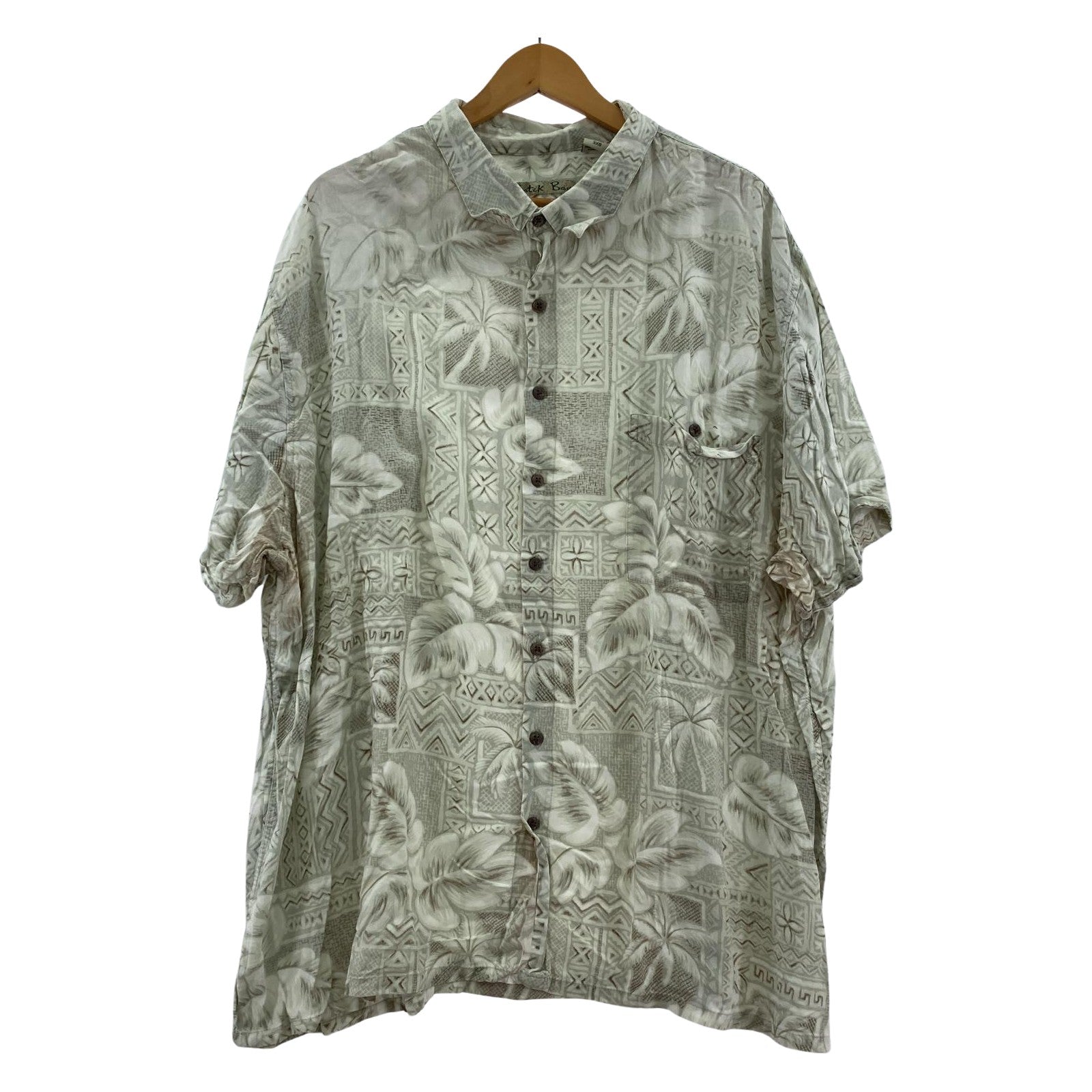 長袖シャツ Batik Bay レーヨン アロハシャツ 総柄 ホワイト