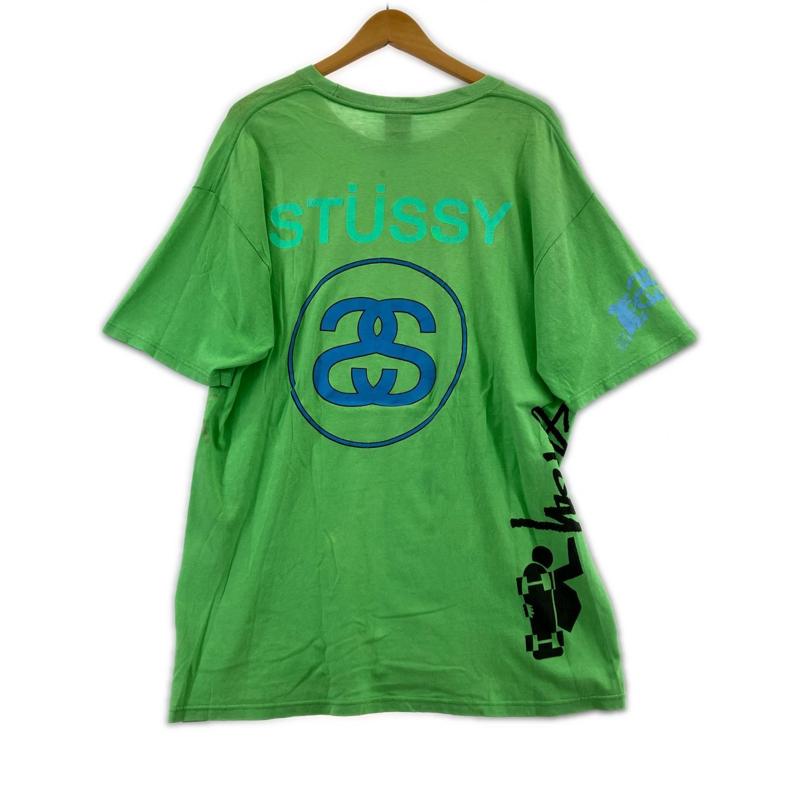 その他トップス STUSSY マルチプリントTee L 黄緑 L